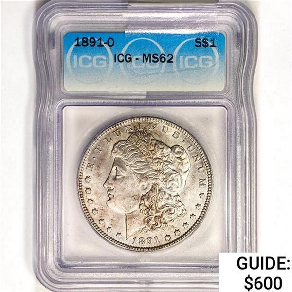 1891-O Morgan Silver Dollar ICG MS62