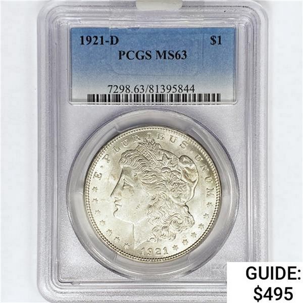 1921-D Morgan Silver Dollar PCGS MS63
