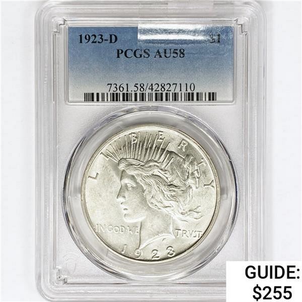 1923-D Silver Peace Dollar PCGS AU58