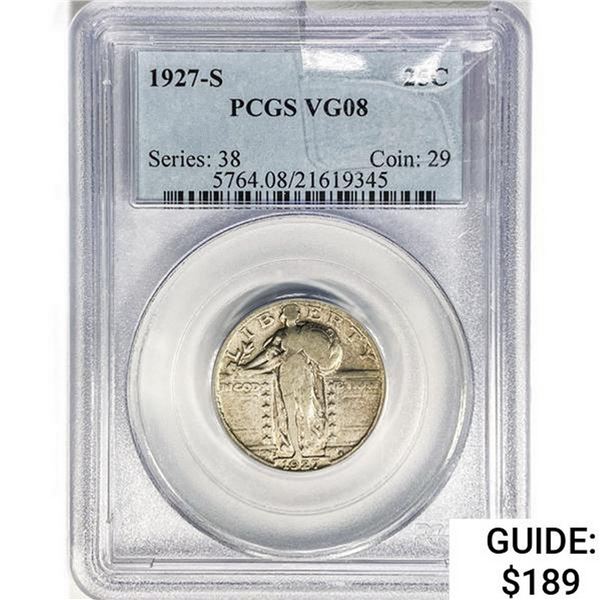 1927-S Standing Liberty Quarter PCGS VG8