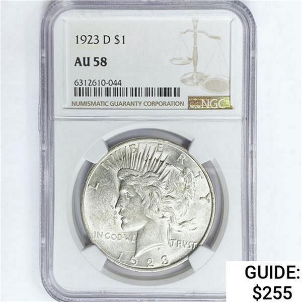 1923-D Silver Peace Dollar NGC AU58