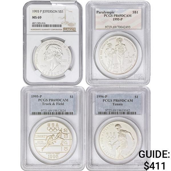 [4] 1993-1996 Varied Silver Dollars PCGS/NGC MS/PR69