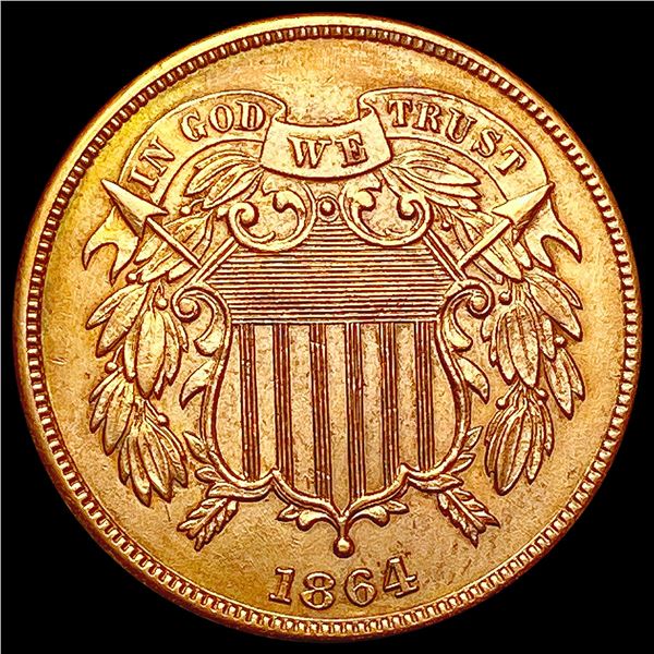 1864 Two Cent Piece CHOICE AU