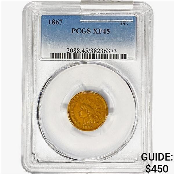 1867 Indian Head Cent PCGS XF45