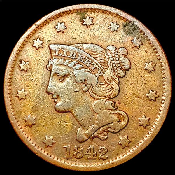 1842 Braided Hair Large Cent LIGHTLY CIRCULATED