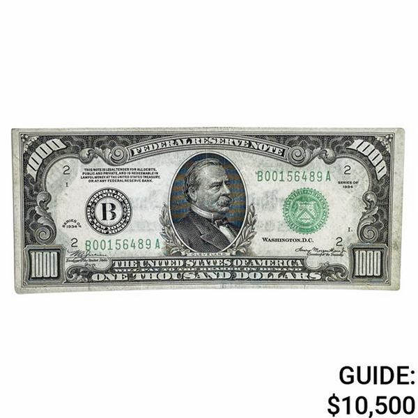 FR. 2211-B 1934 $1,000 FRN NEW YORK, NY EF
