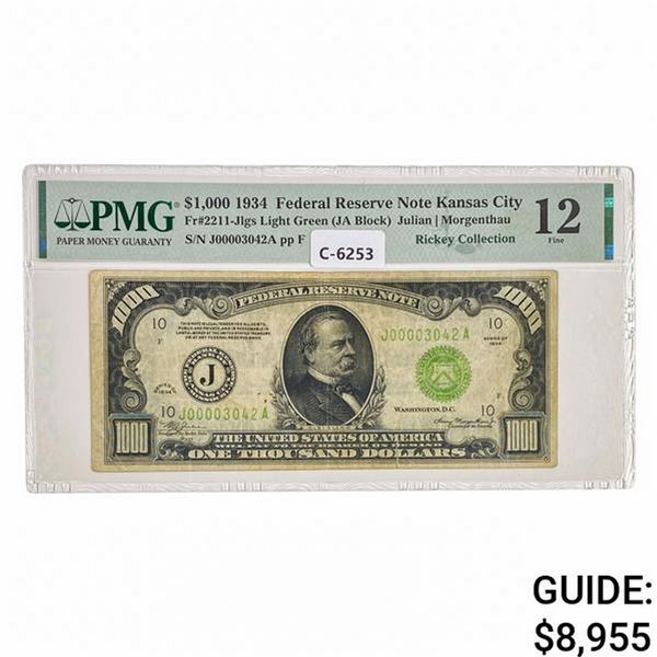 1934 $1,000 LGS FRN KANSAS CITY, MO PMG F-12