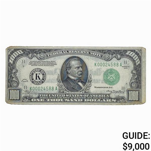 FR. 2211-K 1934 $1,000 FRN DALLAS, TX XF