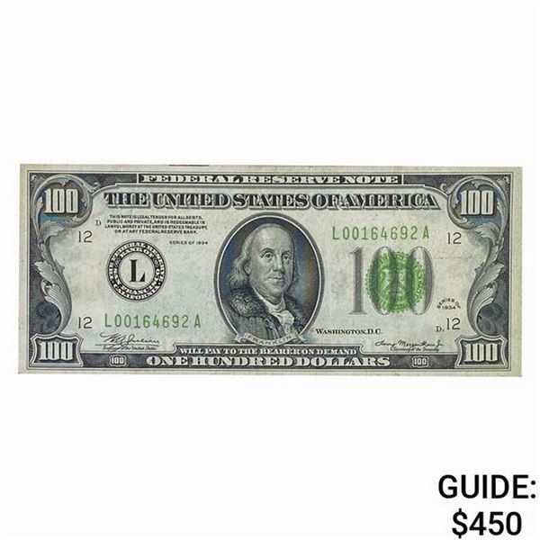 1934 $100 LGS FRN SAN FRANCISCO, CA XF