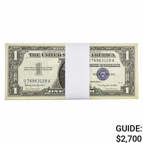 PACK OF (100) 1957 $1 SILVER CERTIFICATES GEM UNC