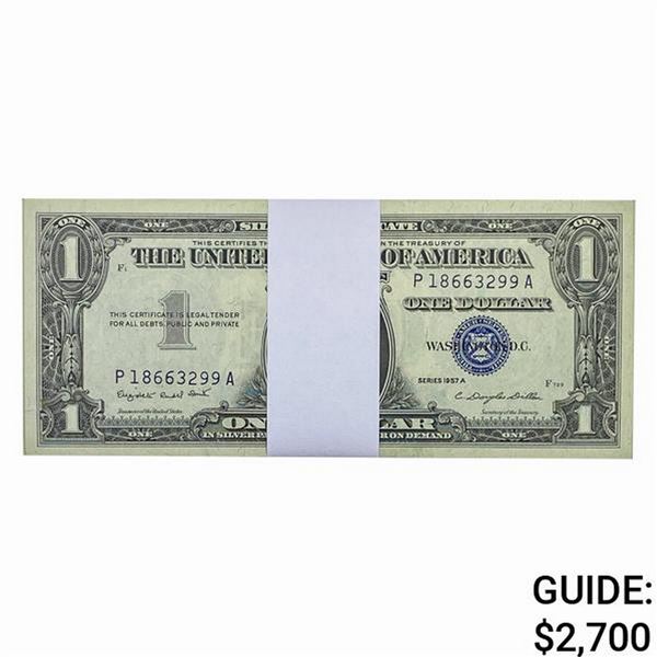 PACK (100) 1957 $1 SILVER CERTIFICATES GEM UNC