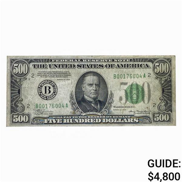 FR. 2201-B 1934 $500 FRN NEW YORK, NY VF