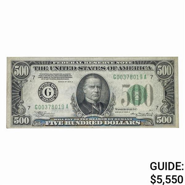 FR. 2202-G 1934-A $500 FRN CHICAGO, IL AU