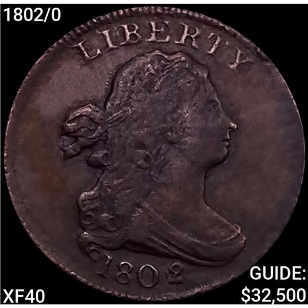 1802/0 Draped Bust Half Cent NEARLY UNCIRCULATED