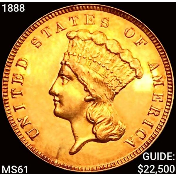 1888 $3 Gold Piece UNCIRCULATED