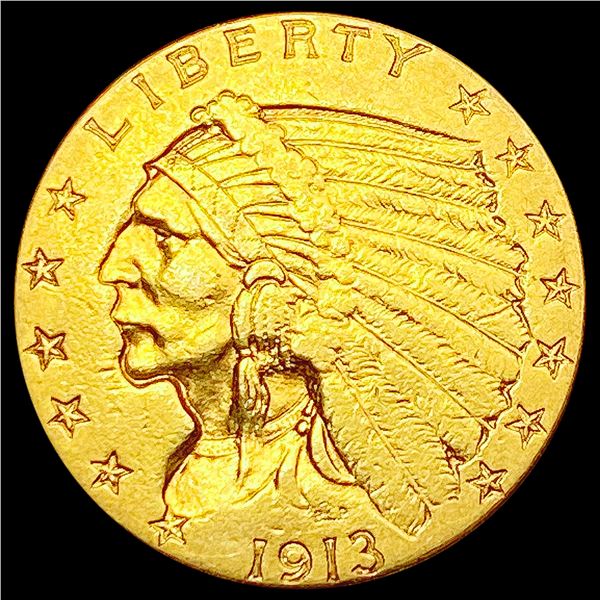 1913 $2.50 Gold Quarter Eagle CLOSELY UNCIRCULATED