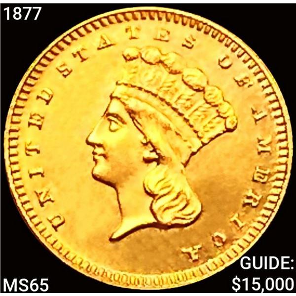 1877 Rare Gold Dollar GEM BU