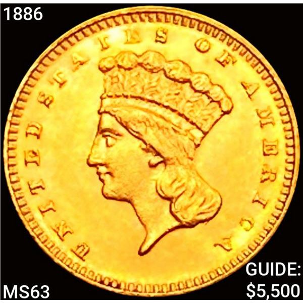 1886 Rare Gold Dollar CHOICE BU