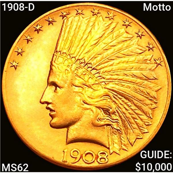1908-D Motto $10 Gold Eagle UNCIRCULATED
