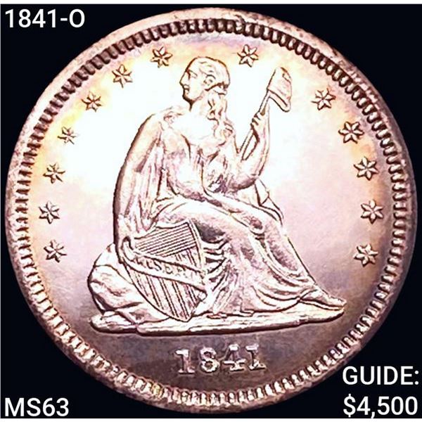 1841-O Seated Liberty Quarter CHOICE BU
