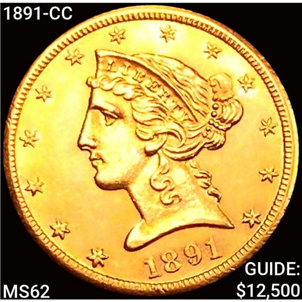 1891-CC $5 Gold Half Eagle UNCIRCULATED
