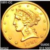 Image 1 : 1891-CC $5 Gold Half Eagle UNCIRCULATED