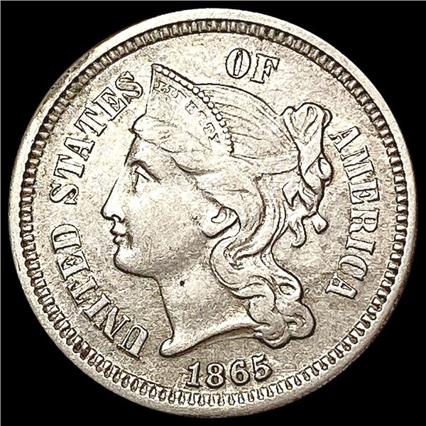 1865 Nickel Three Cent NEARLY UNCIRCULATED