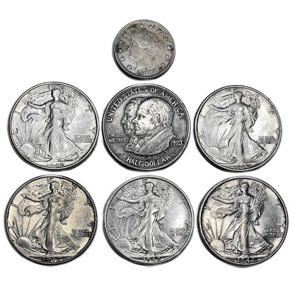 [7][1909, 1923-S, [5] 1942-S] Varied Silver Coinage CLOSELY UNCIRCULATED