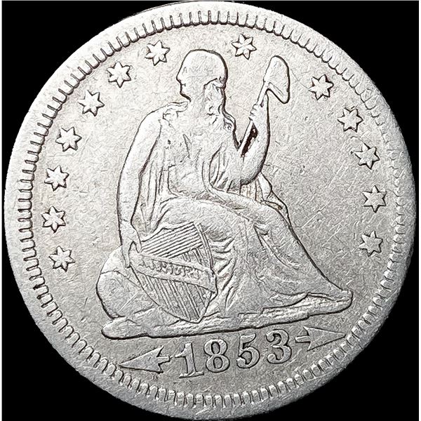 1853 Arws & Rays Seated Liberty Quarter LIGHTLY CIRCULATED