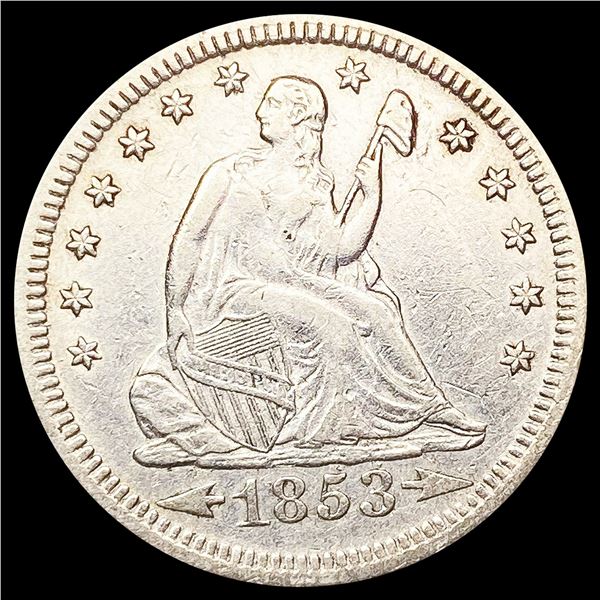 1853 Arws & Rays Seated Liberty Quarter CLOSELY UNCIRCULATED