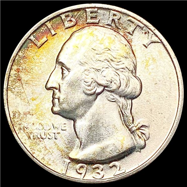 1932 Toned Washington Silver Quarter LIGHTLY CIRCULATED