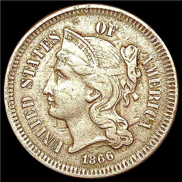 1866 Nickel Three Cent LIGHTLY CIRCULATED