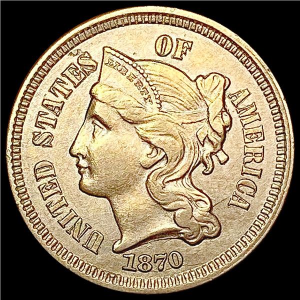 1870 3 Cent Nickel CLOSELY UNCIRCULATED