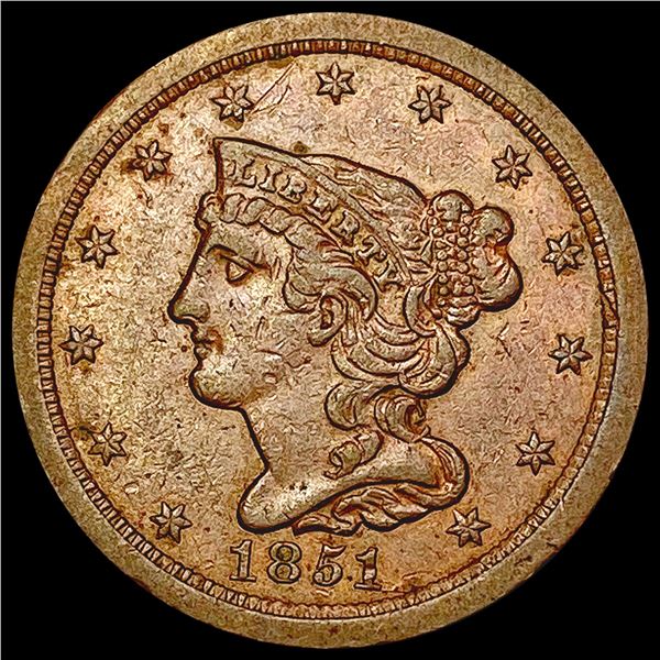 1851 Braided Hair Half Cent CLOSELY UNCIRCULATED