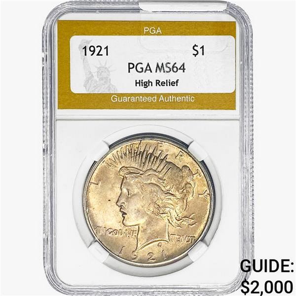 1921 Silver Peace Dollar PGA MS64 HR