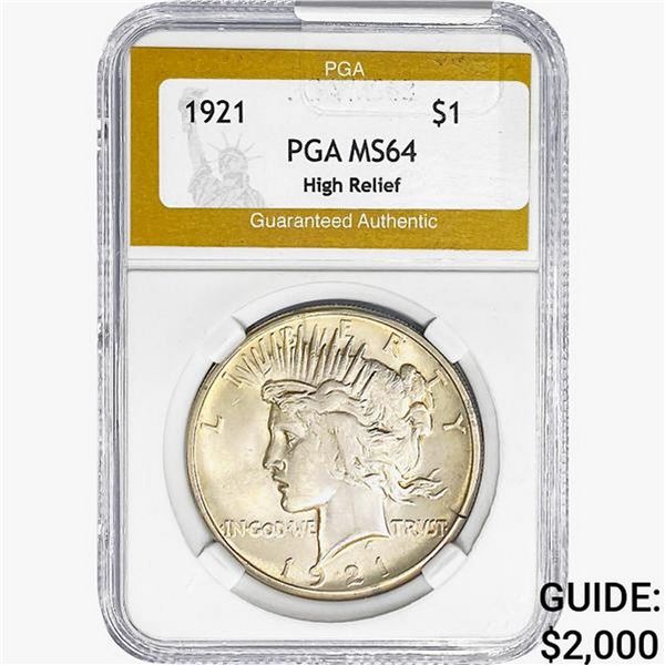 1921 Silver Peace Dollar PGA MS64 HR