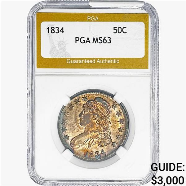 1834 Capped Bust Half Dollar PGA MS63