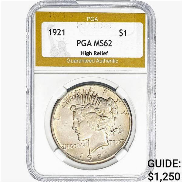 1921 Silver Peace Dollar PGA MS62 HR