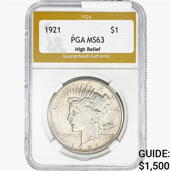 1921 Silver Peace Dollar PGA MS63 HR