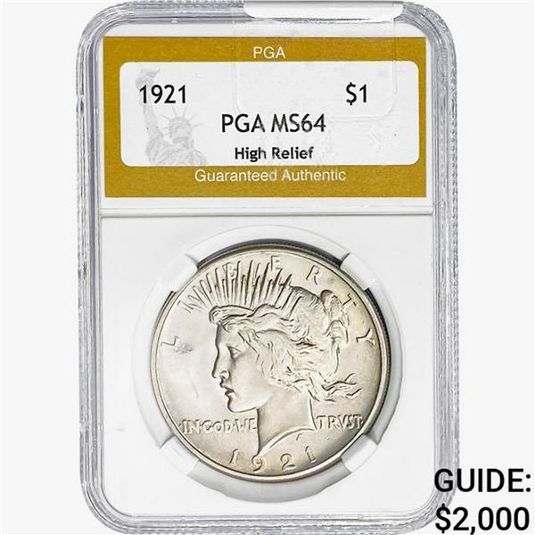1921 Silver Peace Dollar PGA MS64 HR