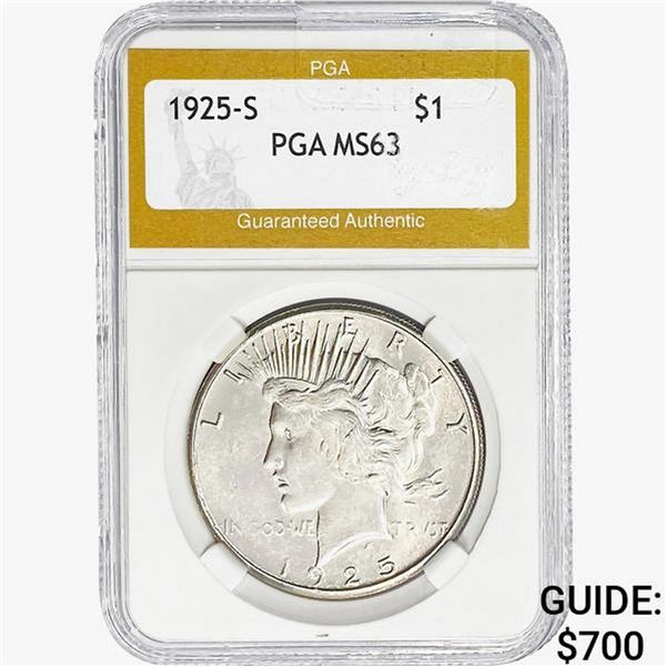 1925-S Silver Peace Dollar PGA MS63