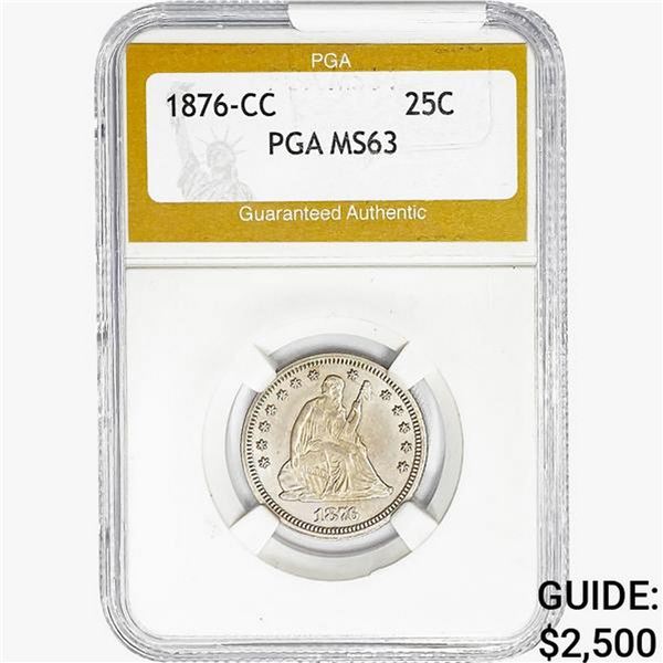 1876-CC Seated Liberty Quarter PGA MS63