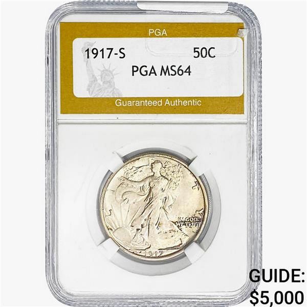 1917-S Walking Liberty Half Dollar PGA MS64