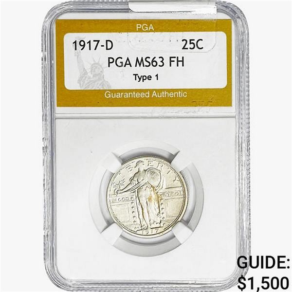 1917-D Standing Liberty Quarter PGA MS63 FH, TY 1