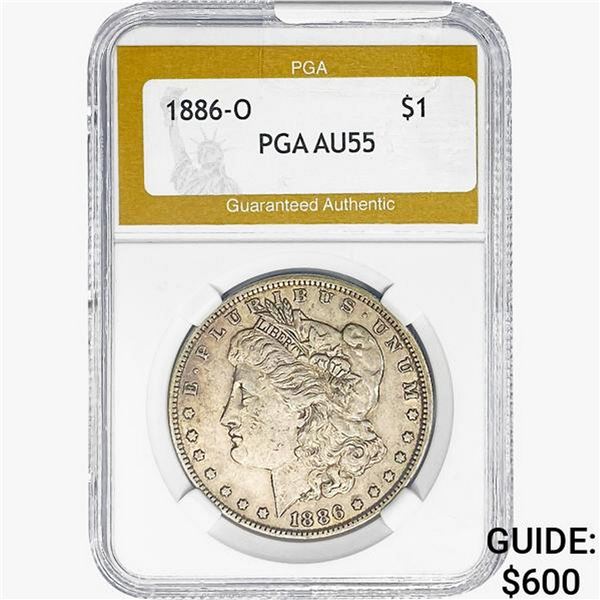 1886-O Morgan Silver Dollar PGA AU55