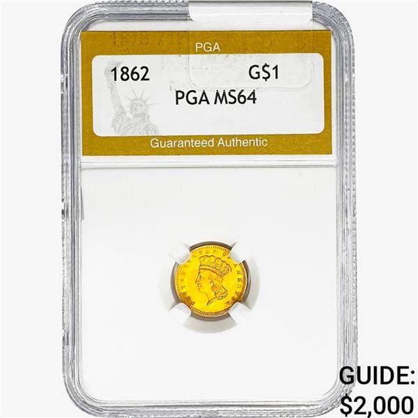 1862 Rare Gold Dollar PGA MS64