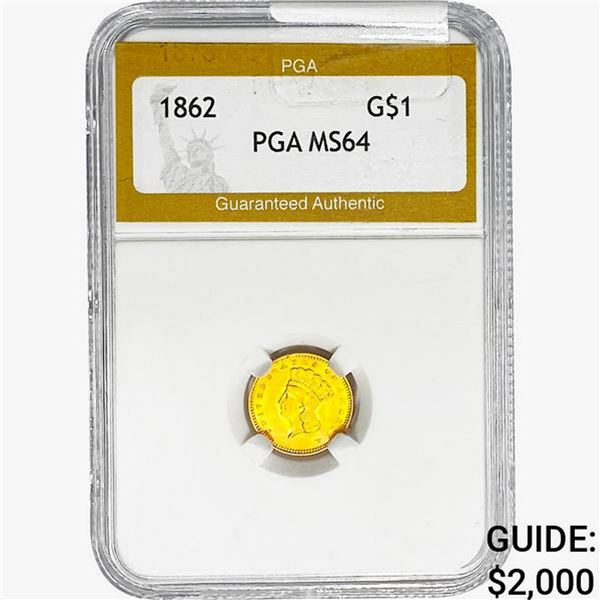 1862 Rare Gold Dollar PGA MS64