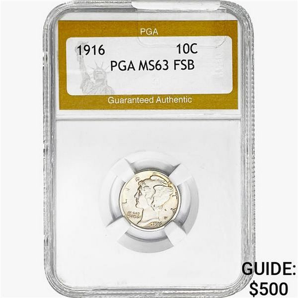 1916 Mercury Silver Dime PGA MS63 FSB