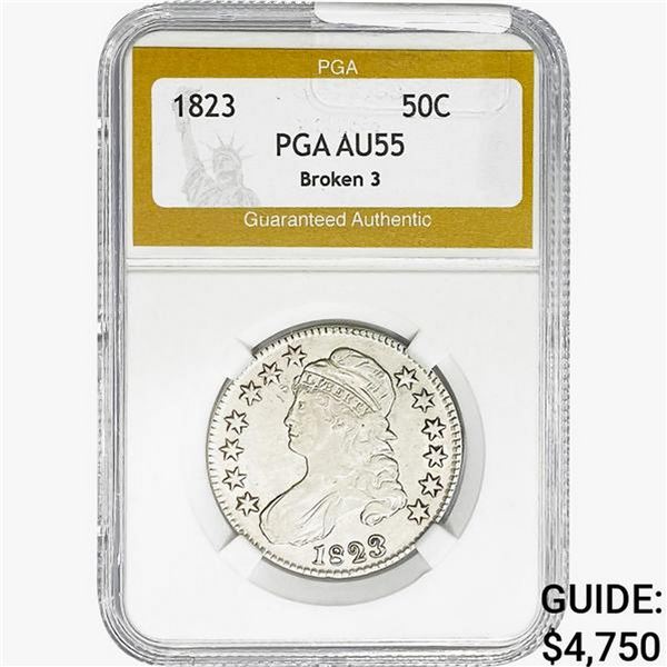 1823 Capped Bust Half Dollar PGA AU55 BROKEN 3