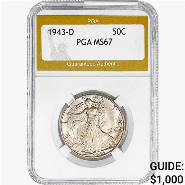 1943-D Walking Liberty Half Dollar PGA MS67